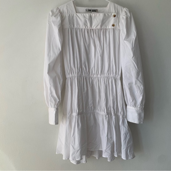 Ciao Lucia Alessandra Cotton Poplin Long Sleeve A Line Mini Dress White - Picture 5 of 11